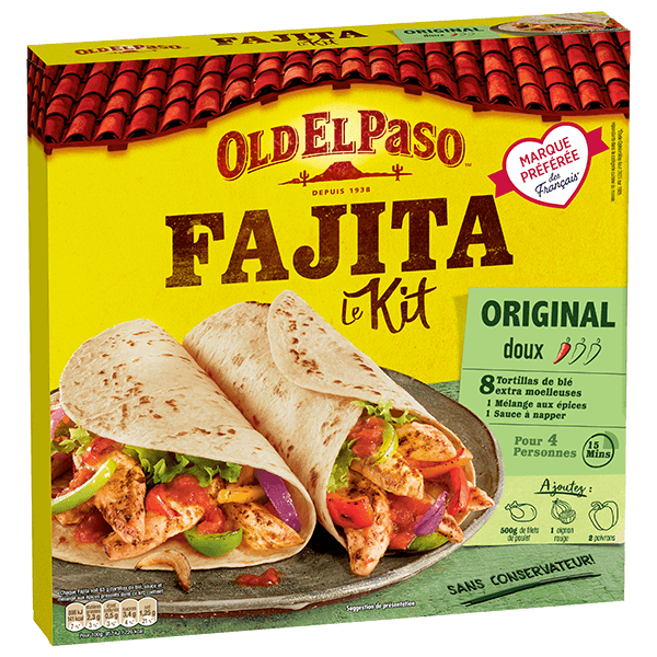 paquet de kit fajitas doux original d'Old El Paso 500g