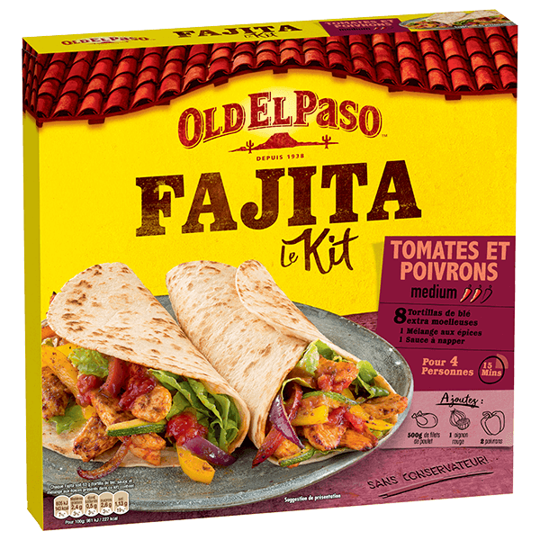 paquet de kit fajitas aux tomates et poivrons moyens de Old El Paso de 500 g