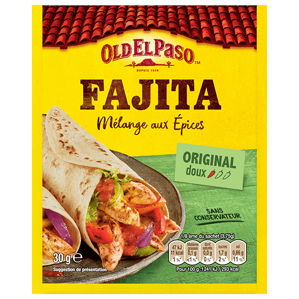 paquet de Mélange aux Épices pour Fajitas Doux Old El Paso's Original 30g