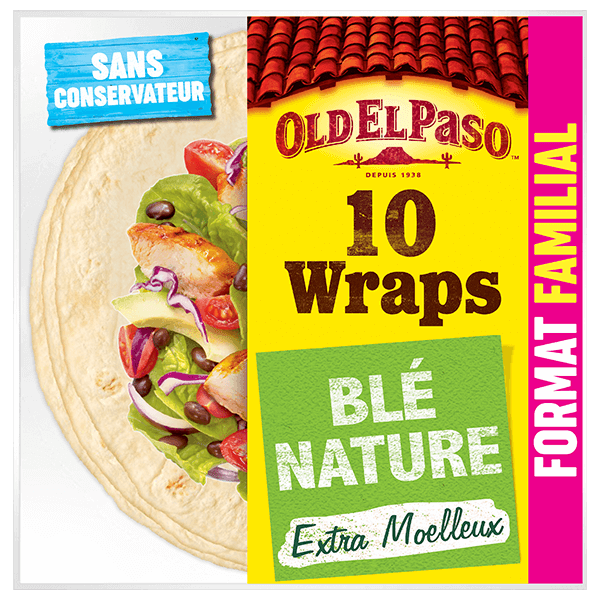 paquet de Wraps De Blé Nature Format Familial Old El Paso 10pk 580g