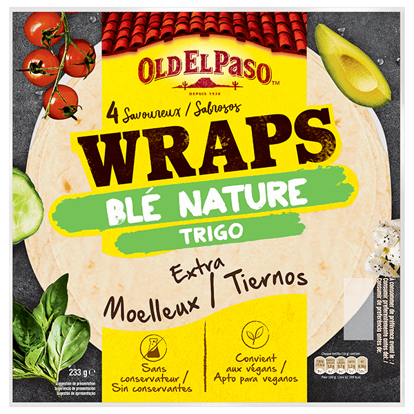 paquet de wraps de blé nature Old El Paso 233g
