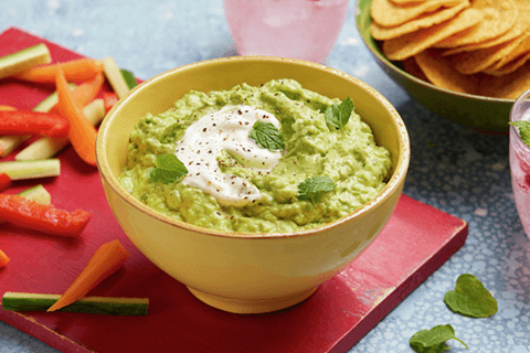 Guacamole de petits pois à la menthe